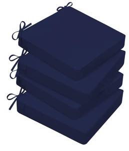 lot 5253 image: Basic Beyond Outdoor Chair Cushions for Patio Furniture, Waterproof Outdoor Seat Cushions Set of 4 18 x 18, Patio Chair Cushions Set of 4 with Ties and Handle, Navy