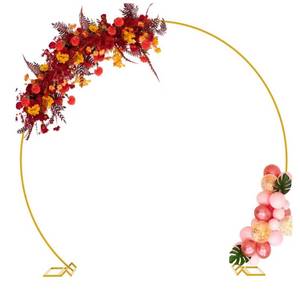 lot 5261 image: Wokceer Wedding Arch 8.5FT Round Backdrop Stand Gold Metal Circle Balloon Arch Frame Stand