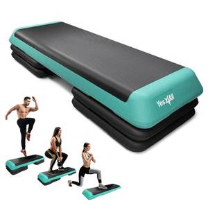 lot 5281 image: Yes4All Adjustable Workout Aerobic Exercise Step Platform Health Club Size with 4 Adjustable Risers Included and Extra Risers Options - Green Black 42