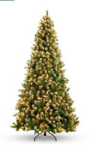 lot 285 image: Best Choice Products 7.5ft Pre-Lit Pre-Decorated Holiday Christmas Pine Tree w Flocked Tips