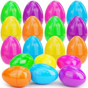 lot 5296 image: 18 PCS Jumbo Easter Eggs 6 Inch Colorful Giant Plastic Eggs Bulk Fillable for Easter Hunt Basket Stuffers Fillers Filling Treats Easter Party Favors Classroom Prize Supplies for Kids Boys Girls