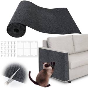 lot 5305 image: Inchoco Couch Protector from Cat Claws - 78.7 x 15.8 Trimmable Self-Adhesive Cats Claws Scratch Pads, Cat DIY Climbing Cats Scratch Mat Tree Replacement Indoor (Dark Gray)