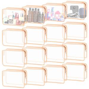 lot 5311 image: YedsIntu 16 Pieces Clear Cosmetic Bags, Large Transparent Makeup Bags, TSA Approved Toiletry Bag for Travel, PVC Waterproof Clear Pouch with Zipper Make Up Bag for Women and Men Traveling (Orange L)