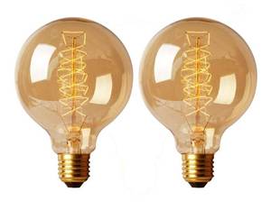 lot 5319 image: CTKcom G30 Edison Globe Bulbs (2 Pack)- G95 E27 Antique Incandescent Bulb 40W Equivalent Warm White Lamps,Spiral Tungsten,for Loft Coffee Bar Restaurant Kitchen Lights