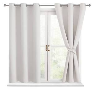 lot 5336 image: Hiasan Blackout Curtains for Bedroom - Thermal Insulated & Light Blocking Window Curtains for Living RoomKids Room, 2 Drape Panels Sewn with Tiebacks, Ivory, 42 x 54 Inch