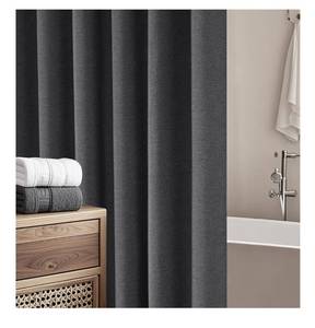 lot 5352 image: Seenus Rustic Country Linen Look Shower Curtain Charcoal Grey,