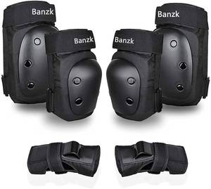 lot 5363 image: Adult Knee Pads Elbow Pads Wrist Guards for Adult Kids 6 in 1 Protective Gear Set for Skateboarding Biking Roller Skating Cycling Outdoor Sports Black L