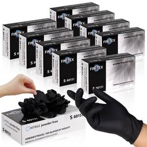 lot 5373 image: FINITEX - Black Nitrile Disposable Gloves, Exam Gloves, Powder-free, Latex-free, 3mil, 1000PCS (Small)