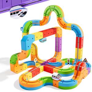 lot 5400 image: KlickRail Electric Train Set Flexible Race Track for 3 4 5 6 7 8 years old boys and girls, Building Toy Train Track Gravity-Defying 3D Embedded Layouts & Motorized Car, STEM Gift(Deluxe Set(88 Piece))