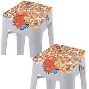 lot 5401 image: GUEGLSA Indoor Outdoor Bar Stool Cushions 12x12 Inch,Non Slip Square Seat Pad with Straps,Waterproof Fade Resistant Small Metal Chair Cushion Set of 2,Cushion Only,Orange Paisley