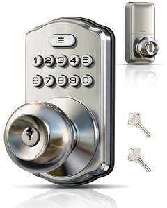 lot 5414 image: Veise Keypad Door Knob Lock, Keyless Entry Digital Lock with Handle, Electronic Smart Knob for Front Door & Bedroom, Easy Install, Auto Lock, Passage Mode, Anti-Peeping Password, Satin Nickel