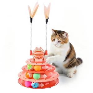 lot 5420 image: Cat Turntable Toy Ball - Interactive Kitten Toys & Toys for Indoor Cats with 6 Colorful Balls & 2 Cat Teaser Wands, Fun Mental & Physical Exercise Puzzle Plaything for Kitty Kitten to Play (Pink)