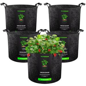 lot 5427 image: VIVOSUN 5-Pack 15 Gallon Plant Grow Bags, Heavy Duty Thickened Nonwoven Fabric Pots with Handles