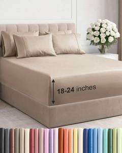 lot 5433 image: Extra Deep King Sheet Set - 6 Piece Breathable and Cooling Sheets - Hotel Luxury Bedding for Women, Men, Kids & Teens - Easy & Secure Fit - Soft, Wrinkle Free and Comfy - Extra Deep Pockets - Cream