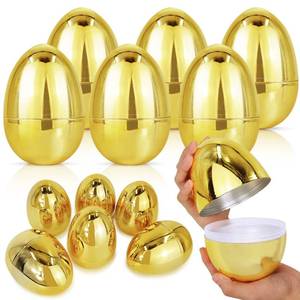 lot 5436 image: 12 Pack 6 Large Golden Metallic Easter Eggs Bulk for Filling Specific Treats Plastic Fillable Jumbo Surprise Eggs Hunt Easter Basket Stuffers Filler Toys Gifts for Kids Boys Girls Easter Party Favor