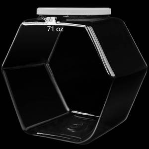 lot 5440 image: Woozettn Plastic Candy Jar,Hexagon Cookie Jars for Kitchen,Clear Hexagonal Containers with Lids for Dry Food,Candy,Snacks,Cookies,Craft,Laundry Pod(1 Pcs)