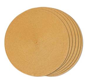 lot 5444 image: FunWheat Round Braided Placemats Set of 6 Table Mats for Dining Tables Woven Washable Non-Slip Place mats 15 Inch(Pumpkin Yellow, 6pcs