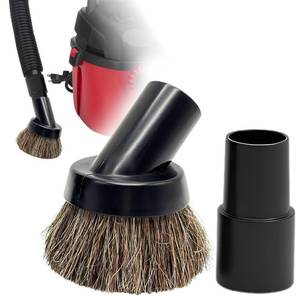 lot 5446 image: 1.25 Inch Horse Hair Vacuum Brush Attachment & 2-14 to 1 14 Vacuum Adapter for Shop Vacs - Premium Soft Horsehair Round Dust Brush Perfect for Vacuuming Sofas, Furniture Surface and Baseboards