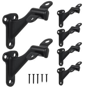 lot 5447 image: HOME MASTER HARDWARE Handrail Stair Brackets 3 Heavy Duty Staircase Hand Rail Bracket Support Hardware for Home or Office Stairways,Black with Screws 6-Pack
