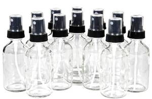 lot 5460 image: Vivaplex, 12, Clear, 1 oz Glass Bottles, with Black Fine Mist Sprayers