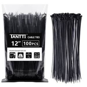 lot 5472 image: Zip Ties 12 inch, Black Zip Ties 100 pack, 40lb, Cable Ties, Self-locking Wire ties for indoor and outdoor use, by Tantti