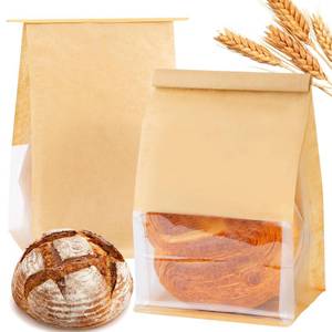 lot 5484 image: 50 Pcs Bread Bags for Homemade Bread Sourdough, 10.2  6.3  5.1 Inches Bakery Bags with Window Reusable Tin Tie Baked Goods Packaging