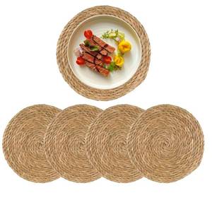 lot 5486 image: Round Woven Placemats Set of 4, 12 Boho Rattan Placemats Natural Hand-Woven Place Mats Table Decor, Chargers for Dinner Plates, Farmhouse Place Mats, Wicker Table Mats for Dining Table, Home