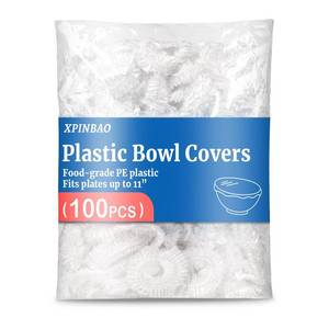 lot 5489 image: 100pcs Plastic Bowl Covers,Elastic Reusable Food Covers,Shower Caps for Sourdough Bread Proofing,Outdoor Disposable Plastic Wrap for Food Storage,Fits Bowls Up to 11