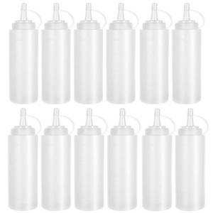lot 5492 image: 12 Pack 8 oz Plastic Squeeze Bottles Multipurpose Squirt Bottles for Ketchup,Condiments,BBQ Sauce,Dressing,Barbecue,Grilling,Crafts,Syrup and More
