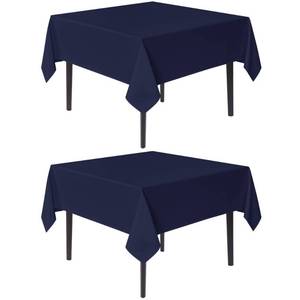 lot 5501 image: sancua Square Tablecloths 70x70 Inch, 2 Pack - Navy Blue Fabric Table Cloth for Square or Round Tables, Washable Polyester Table Cover for Outdoor Party, Birthday, Decorative Display Tables