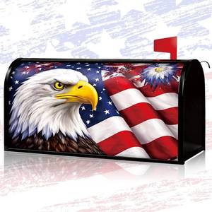 lot 5502 image: Tiamon American Flag Bald Eagle Mailbox Cover Magnetic 4th of July Post Box Decoration Standard Size 20 x 18 Inch Patriotic Decorative Mailbox Cover for 250th Anniversary Garden Yard Outdoor Decor