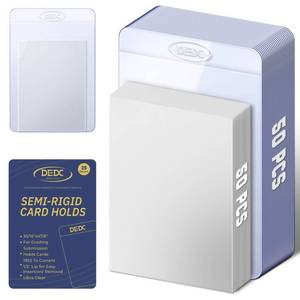lot 5504 image: DEDC 100ct Card Sleeves Set - 50 Semi Rigid Card Holders and 50 Penny Sleeves for PSA Grading, Standard Size Card Saver 1 and Soft Trading Card Protectors for Baseball Basketball Sports Cards