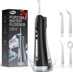 lot 5511 image: Water Flosser, Water Dental Flosser Pick for Teeth, IPX7 Waterproof Oral Irrigator, 3 Modes 4 Replaceable Jet Tips, Professional Flossing Cleaning Picks for Home Travel Gums, Braces Care (Black)