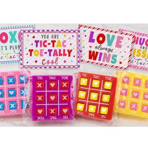 lot 5516 image: ORIENTAL CHERRY Valentines Day Gifts for Kids - 24 Pack Valentines Cards with Tic Tac Toe Keychains - Valentine Gift Exchange for School Class Classroom Party Favors Boys Girls