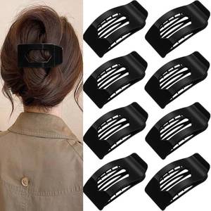 lot 5518 image: 8 Pack Black Flat Hair Clips for Women Large Glossy Rectangle No-Slip Claw Clips for Thick &amp Thin Hair, Strong Hold Square Hair Accessories for Work &amp Daily Styling
