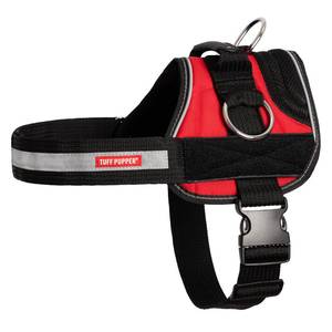 lot 5522 image: Tuff Pupper Fast Fit Harness for Medium Dogs  No Pull No Choke, Escape-Proof  Rugged Padded Breathable Vest  Traffic Control Handle  3 Leash Clips  Reflective Trim  Easy On Off (M, Red)