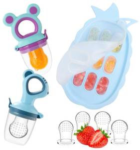 lot 5529 image: Baby Fruit Feeder Baby Breastmilk Popsicle Molds, Food Freezer Tray Storage Containers, Silicone Pacifier Feeder and Teether