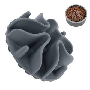 lot 5549 image: Jaoul Slow Feeder Dog Bowls Insert, Puzzle Slow Feeder Insert with 51 Octopus Suction Cups for Medium Large Size Dog Food Bowl Over 6.5 Wide (Grey)