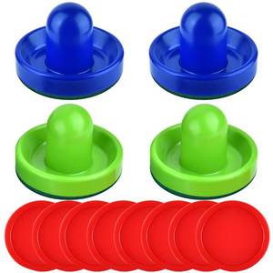 lot 5551 image: Coopay Air Hockey Pushers and Pucks, Air Hockey Paddles, Goal Handles Paddles Replacement Accessories for Game Tables (4 Striker, 8 Red Puck Pack)