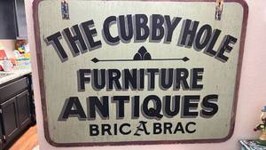 lot 101 image: Antique The Cubby Hole Furniture Store Sign 35x47
