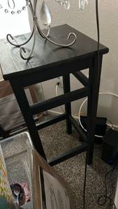 lot 40263 image: Dark Wood Rustic Square End Table with Multiple Shelves