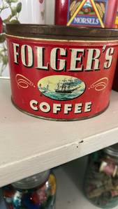 lot 40270 image: Folgers Coffee Tin with Ship Design