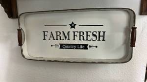 lot 40291 image: Farmhouse Country Life Decorative Metal Serving Tray