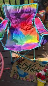 lot 40310 image: Rainbow Tie Dye Folding Camping Chair