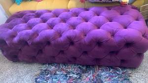 lot 40112 image: Purple Velvet Tufted Ottoman Bench