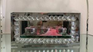 lot 40133 image: Allure Crystal Mirrored Tealight Candle Holder Display