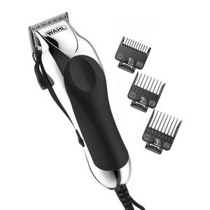 lot 3042 image: Wahl USA Chrome Pro Corded Clipper Complete Haircutting Kit for Men Powerful Total Hair Clipping, Beard Trimming, &amp Grooming - Model 3024635 - Retail $40