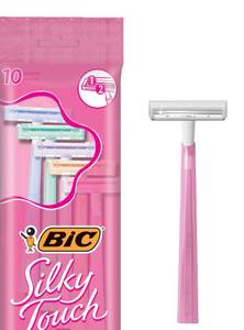 lot 3085 image: BIC Silky Touch Womens Disposable Razors, With 2 Blades, Pretty Pastel Razor Handles, 10 Count Value Pack of Shaving Razors