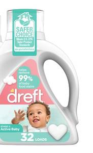 lot 3087 image: Dreft Active Baby Liquid Laundry Detergent, Helps Remove 99% of Baby Food Stains, Hypoallergenic, 32 loads&nbsp