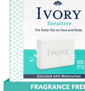 lot 3088 image: Ivory Sensitive Bar Soap  Fragrance Free 3.17 oz (3 count)